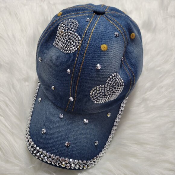 Denim Heart Bling Baseball Cap main image 7